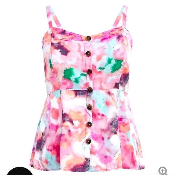 Torrid Plus Watercolor Fit And Flare Tank Top pink new woman’s 5X nwt top - Picture 9 of 9